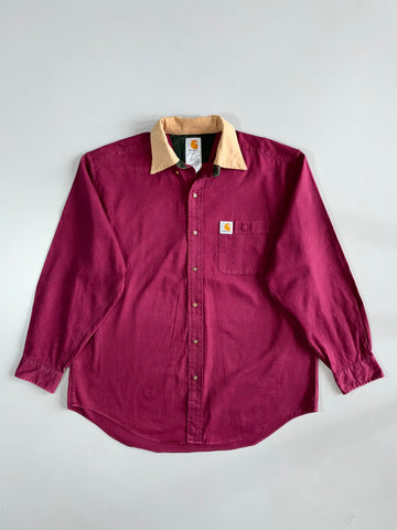 Carhartt Burgundy Heavyweight Button-Up Work Shirt (2XL)