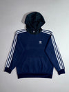 Adidas Originals Navy 3-Stripe Hoodie with Tartan Plaid Hood (S)