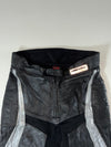 Vintage Lookwell Leather Motorcycle Pants – Black Silver Panel Racing Biker Trousers (W:36) (L:44)