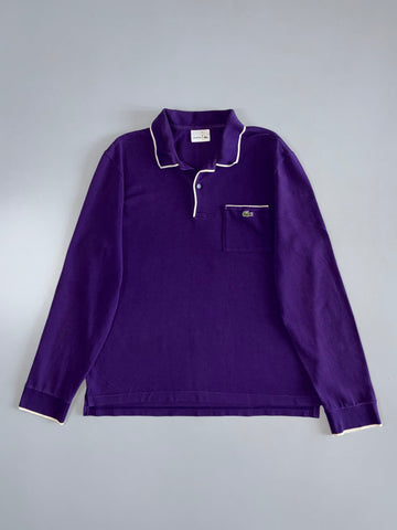 Lacoste Purple Full Sleeve Polo | Pocket Detail (L)