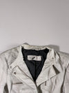 Freaky Nation Women's White Genuine Leather Cropped Biker Jacket (S)