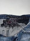 Vintage Guess Blue Embroidered Distressed Denim Jeans (W:30) (L:35)