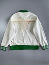 Coogi Vintage Cotton Zip Jacket Cream / Green Stripe with Back Crest Embroidery (XL)