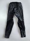 Black Leather Motorcycle Racing Pants with Knee Armor & Zip Pockets (W-31/L-38)