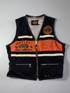 Vintage Harley-Davidson Racing #64 Leather Trim Biker Vest (XL)