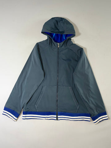 Nike Grey & Royal Blue Fleece-Lined Hooded Track Jacket (M)
