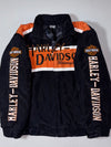 Vintage Y2K Harley-Davidson Black & Orange Embroidered Racing Jacket (XL)