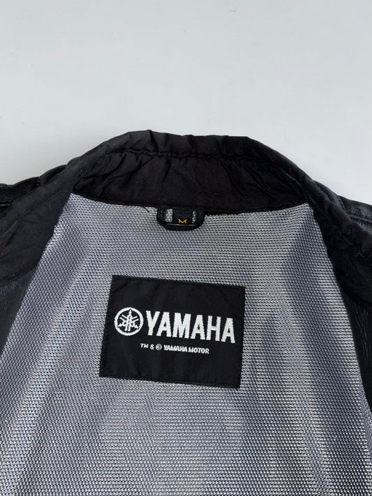 Yamaha Motor Official Genuine Leather Biker Jacket with 3M Scotchlite Reflective Silver Flame Graphic Extremely RARE  (M/L)