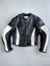 Austsales Direct Black White Leather Racing Jacket (Paded)(M)
