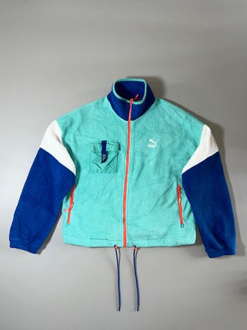 Puma | Mint Blue Colorblock Sherpa Fleece Jacket women's  | (M)