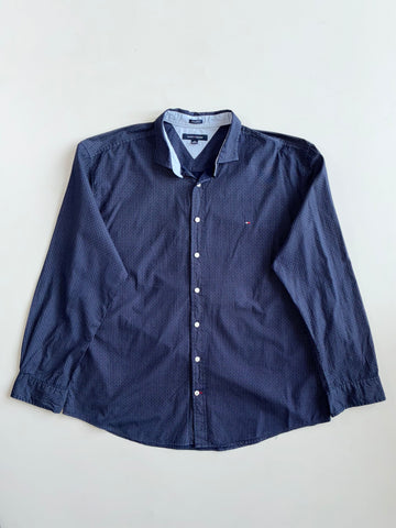 Tommy Hilfiger Navy Micro Print 80’s 2-Ply Cotton Shirt(2Xl/3Xl)