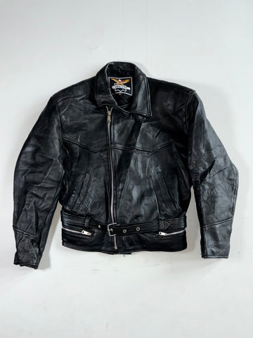 Vintage Black Genuine Leather biker jacket Heavy (L)