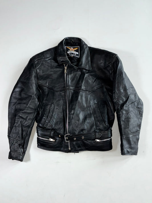 Vintage Black Genuine Leather biker jacket Heavy (L)