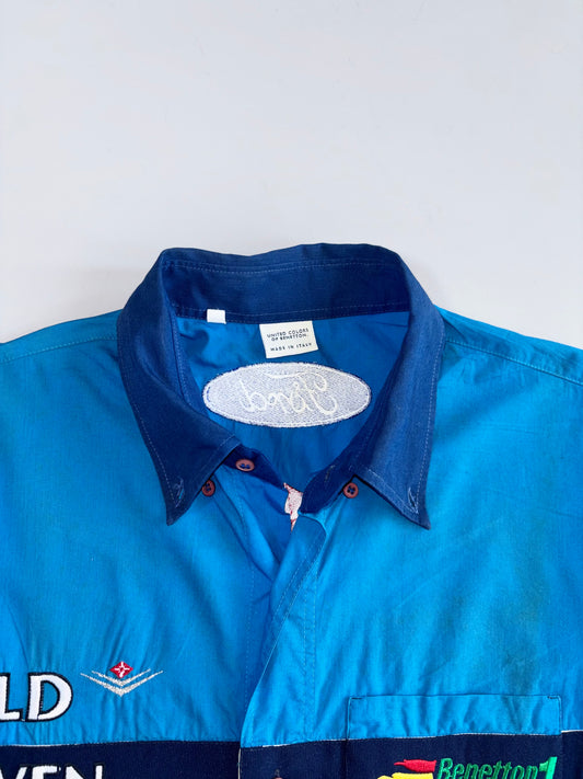 Vintage 90s Benetton Formula 1 Ford Mild Seven Racing Team Shirt Fully Embroidered (XL)