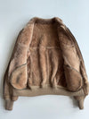 Vintage Brown Sheepskin Shearling Aviator Bomber Jacket (S)