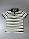 Lee Striped Polo T-Shirt — White / Black / Yellow | (L)