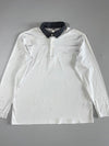 Adidas White Long Sleeve Polo, Heather Grey Collar (2XL)