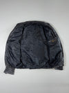 Black Leather-Look Zip-Up Biker Jacket with Sleeve Patch – (L/XL)