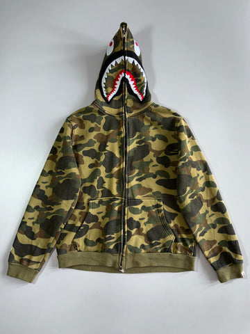BAPE A Bathing Ape 1st Camo Shark Full Zip Hoodie Green Camo Double Zip (M/L)
