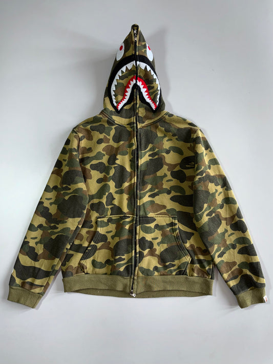 BAPE A Bathing Ape 1st Camo Shark Full Zip Hoodie Green Camo Double Zip (M/L)