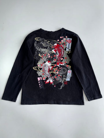 Nippon Blue’s Koi & Sakura Embroidered T-shirt (M/L)
