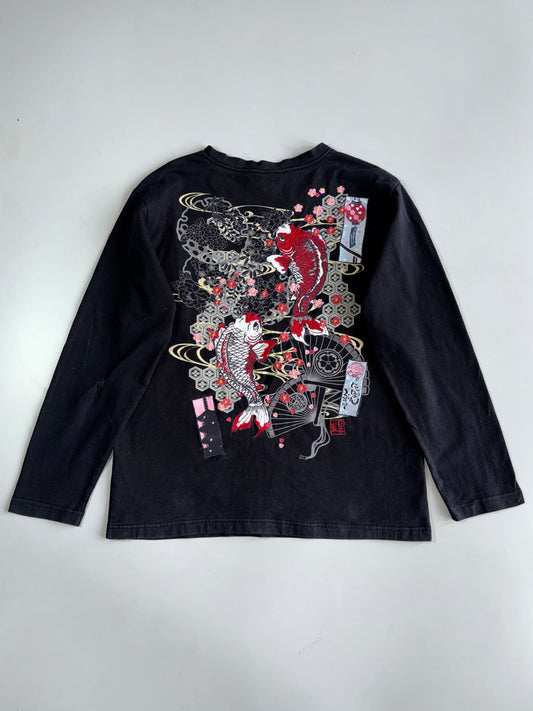Nippon Blue’s Koi & Sakura Embroidered T-shirt (M/L)