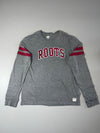 Roots Canada Varsity Arch Logo Long Sleeve Tee — Heather Grey Burgundy (XL)
