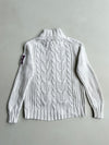 Tommy Hilfiger White Cable Knit Full-Zip Sweater with THNY Patch (XS)