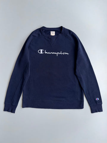 Champion | Navy Script Logo Crewneck | (S/M)