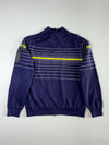 Y2K Adidas Golf Navy Striped Full-Zip Knit Sweater Jacket – (M/L)