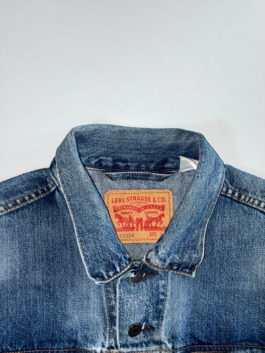 Levi’s 72334 Original Riveted Heavily Washed Faded Indigo Button-Up Trucker Denim Jacket (L)