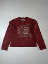 Big John Jeans Co. | Maroon Gothic Embroidered Long Sleeve Tee (L)
