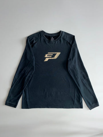 Jordan “Paul George PG” Gold Logo Long Sleeve T-Shirt – Black (2XL)