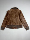 Vintage CKS Brown Leather Rib Knit Collar Bomber Jacket (S)