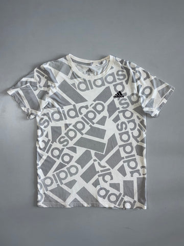 Adidas All-Over Logo Print Tee AOP Monogram White/Grey (S)