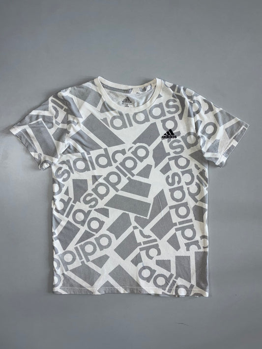 Adidas All-Over Logo Print Tee AOP Monogram White/Grey (S)