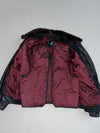 Vintage Ventura Leather Jacket – Black – Fur Collar – Burgundy Lining (XL)