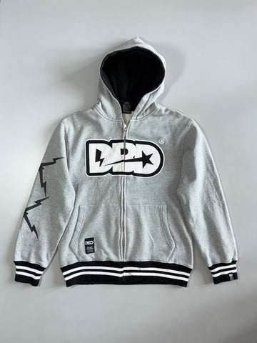 DDD Double Diamond | Grey Lightning Logo Zip Hoodie | (S/M)