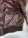 Vintage Distressed Premium Bomber (Detechable Collar) Leather Jacket (L)