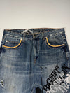 Big Train | Y2K Japanese Graphic Print Distressed Denim Jeans | (W:36) (L:38)