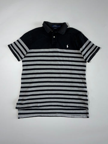 Polo Ralph Lauren | Black Grey Striped Polo T-Shirt | (XL)