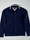 Tommy Hilfiger | Navy Striped Collar Full Zip Knit | (L)