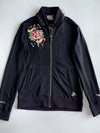 LA Ink Knightsbridge Rose Dagger Embroidered Black Zip-Up Track Jacket With Detachable Cap (S)