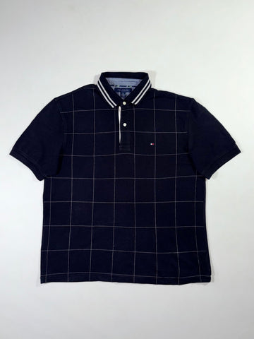 Tommy Hilfiger Windowpane Check Polo — Navy/White (XL)