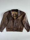 Adventure Bound Distressed Brown Leather Bomber Jacket (XL)