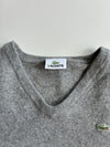 Lacoste Croc Logo Wool V-Neck Sweater – Grey (S)