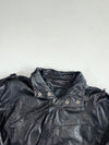 Vintage Black Leather Western Jacket with Lace-Up Fringe Sides & Epaulettes (XL)
