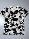 Vintage Japanese Splatter Print Graphic Tee “Stay Weird” – Black/White, (M)