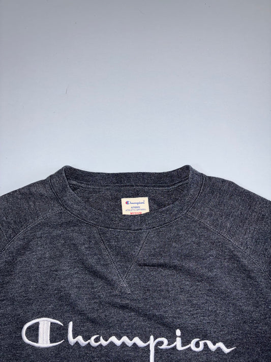 Champion | Script Logo Crewneck Sweatshirt | Charcoal Grey | (XL)