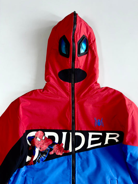 Spider-Man Kids Hooded Windbreaker Jacket with Mask Hood & Graphic Lining (S)